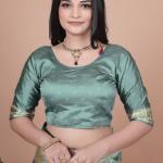 Pastel Green Banarasi Silk Saree with Golden Zari Geometric & Floral Weaves