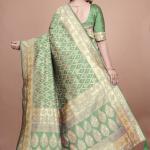 Emerald Green Banarasi Silk Saree with Silver Zari Detailing