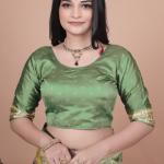 Emerald Green Banarasi Silk Saree with Silver Zari Detailing