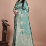 Elegant Mint Green Banarasi Silk Saree with Zari Weaving