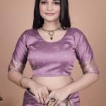 Lavender Banarasi Silk Saree with Golden Zari Weaving