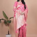 Rani Pink Banarasi Silk Saree with Golden Zari Weaving