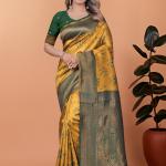 🌿💛 Regal Glow Banarasi Silk Saree 👑