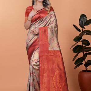 🌾🔥 Golden Ember Banarasi Silk Saree