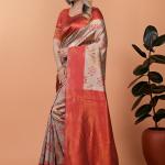 🌾🔥 Golden Ember Banarasi Silk Saree