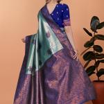 💙✨ Celestial Grace Banarasi Silk Saree 🌿