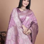 Lavender Banarasi Silk Saree with Silver Zari Weaving