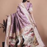 Lavender Banarasi Silk Saree with Majestic Peacock Motif Pallu