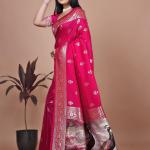 Majestic Magenta Silk Saree with Peacock Pallu