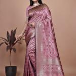 Mauve Pink Banarasi Silk Saree