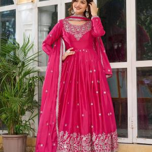 Rich Fuchsia Pink Traditional Anarkali Suit