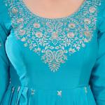 Bright Turquoise Blue Traditional Anarkali Suit