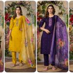 Purple Elegant Straight Kurti Pant Dupatta Set