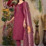 Wine Elegant Straight Kurti Pant Dupatta Set