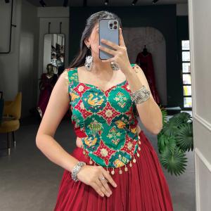 Plain With Embossed Design choli