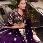 Purple Color Pearl Coding And Sequins Embroidery Work Vichitra Silk Lehenga Choli