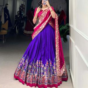 Printed Tussar Silk Sequins and Thread Embroidery Work choli