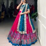 Printed Tussar Silk Sequins and Thread Embroidery Work choli