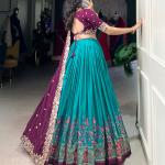 Printed Tussar Silk Sequins and Thread Embroidery Work choli