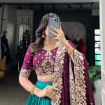 Printed Tussar Silk Sequins and Thread Embroidery Work choli