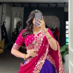 Printed Tussar Silk Sequins and Thread Embroidery Work choli