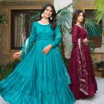Blu pure Vichitra silk
