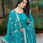 Blu pure Vichitra silk