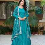 Blu pure Vichitra silk