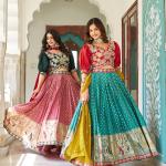 see green mono silk lehngha choli