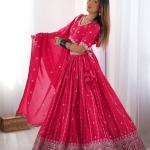 Rani Pink Mirror Work Cotton Lehenga Set