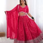 Rani Pink Mirror Work Cotton Lehenga Set