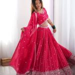 Rani Pink Mirror Work Cotton Lehenga Set