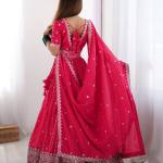 Rani Pink Mirror Work Cotton Lehenga Set