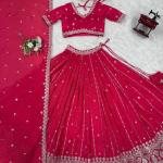 Rani Pink Mirror Work Cotton Lehenga Set