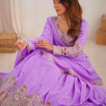 Lavender Mirror & Border Embroidered Lehenga Set