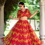 Red Color Floral Print Chiffon Co-ord Set Chaniya Choli