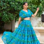 Sky Blue Color Floral Print Chiffon Co-ord Set Chaniya Choli