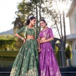 Purple Floral Print Tussar Silk Co-ord Set lehenga Choli