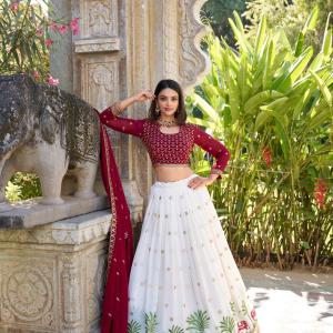 white Sequins and Thread Embroidery Work Lehenga Choli