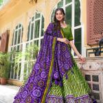 Mehendi Green & Purple Bandhani Lehenga choli Set