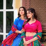 Rani Pink & Teal Bandhani Lehenga choli Set