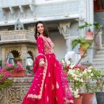 Royal Rose Gold Embroidered Anarkali Gown Set