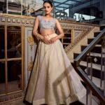 Cream Color Sequins And Thread Embroidery Work Gold Crush Lehenga Choli
