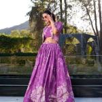 Purple Floral Print Tussar Silk Co-ord Set lehenga Choli
