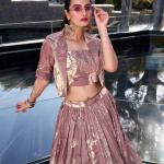 Onion Floral Print Tussar Silk Co-ord Set lehenga Choli