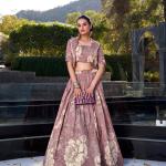 Onion Floral Print Tussar Silk Co-ord Set lehenga Choli