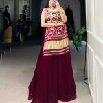 Printed and Handwork Gaji Silk Kurti Plazo Set