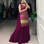 Printed and Handwork Gaji Silk Kurti Plazo Set