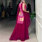 Printed and Handwork Gaji Silk Kurti Plazo Set