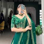 Green Georgette Thread Embroidery Work Belt choli